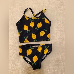 New Hanna Andersson Navy “Lemonade” Print Sunblock Tankini Size 85 2T